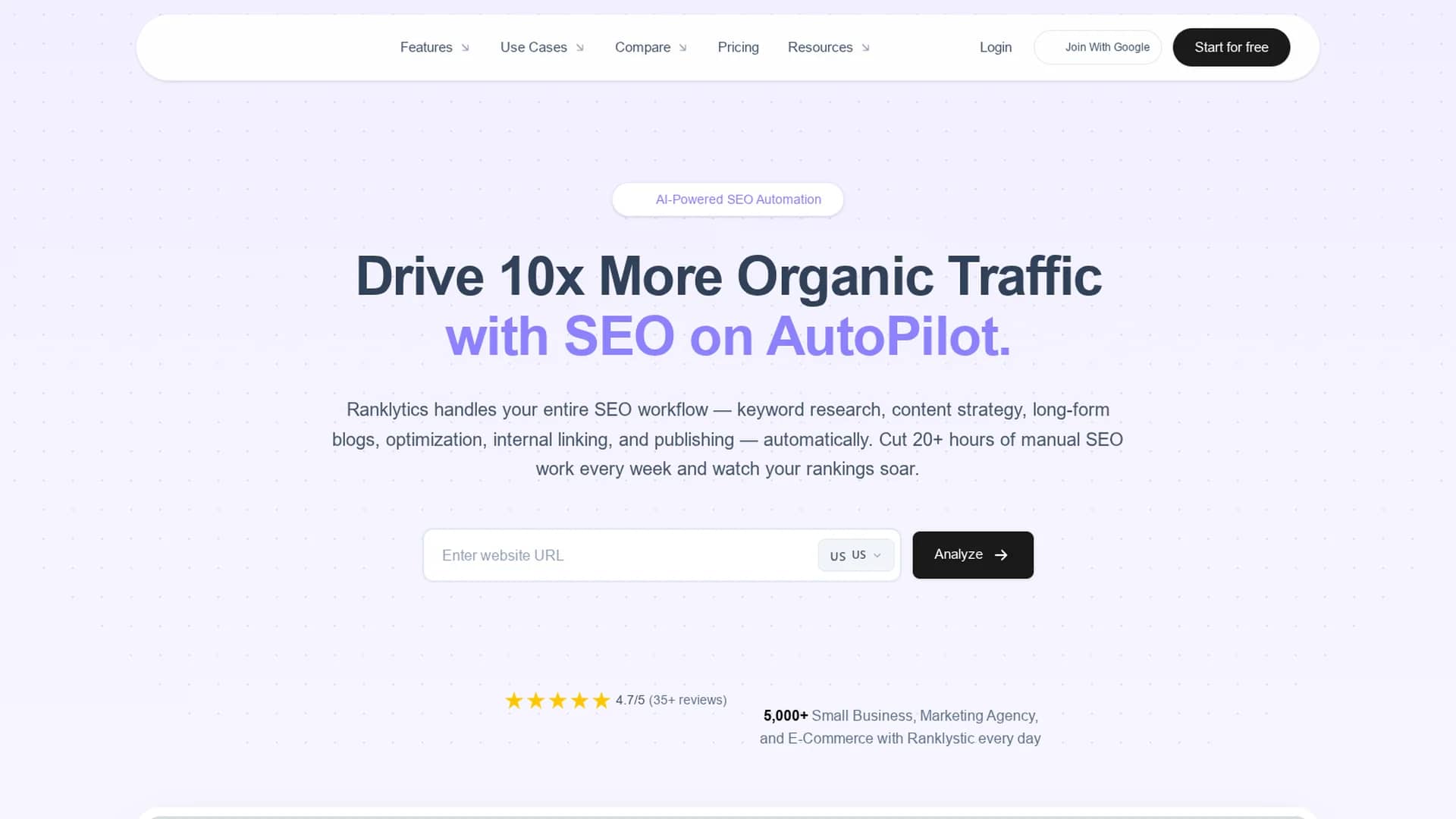 ranklytics homepage