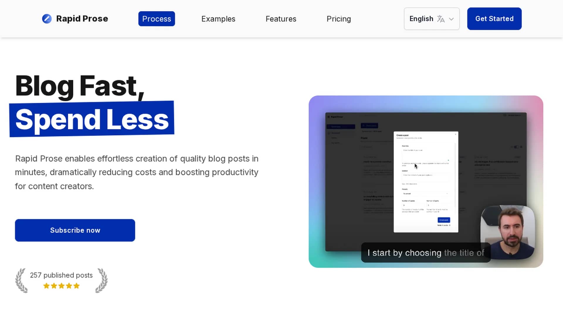 rapid-prose homepage