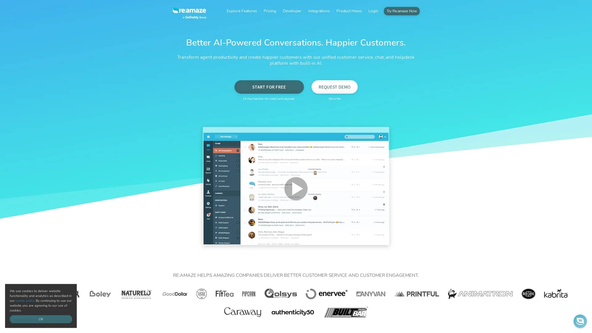 re-amaze homepage