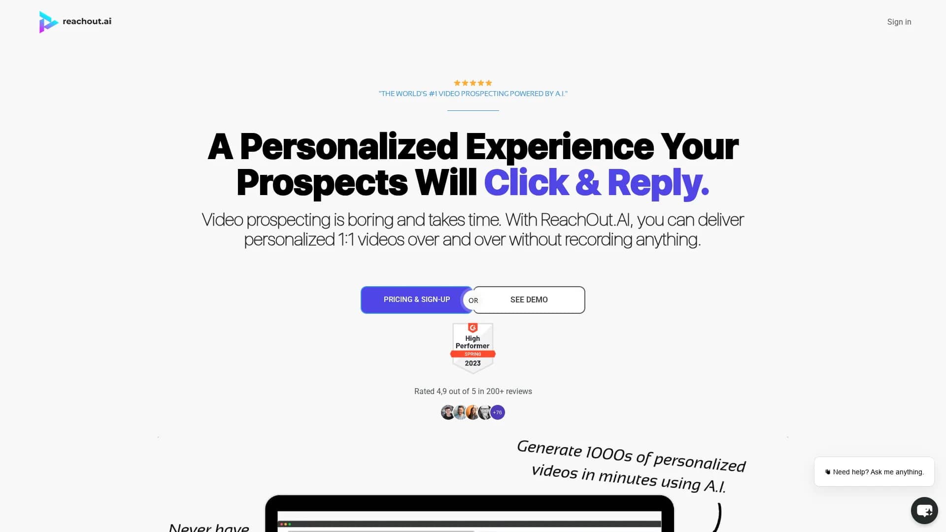 reachout-ai homepage
