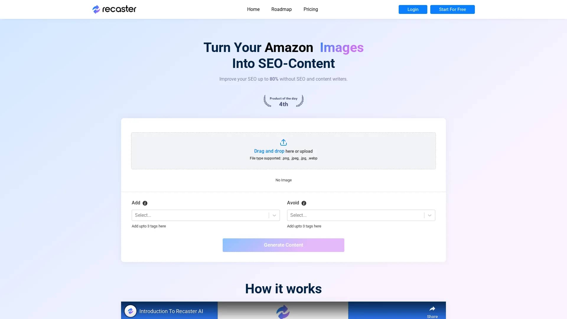 recaster-ai homepage
