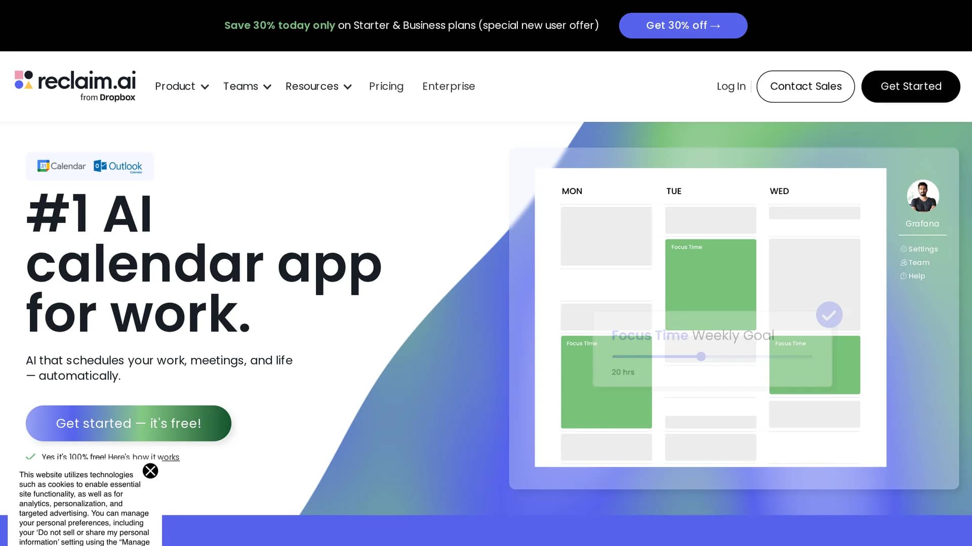 reclaim-ai homepage