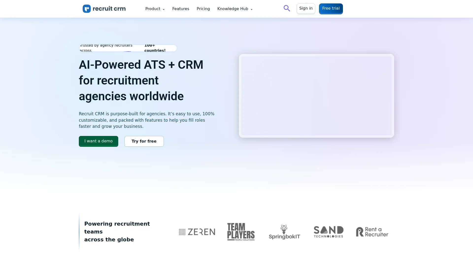 recruitcrm homepage