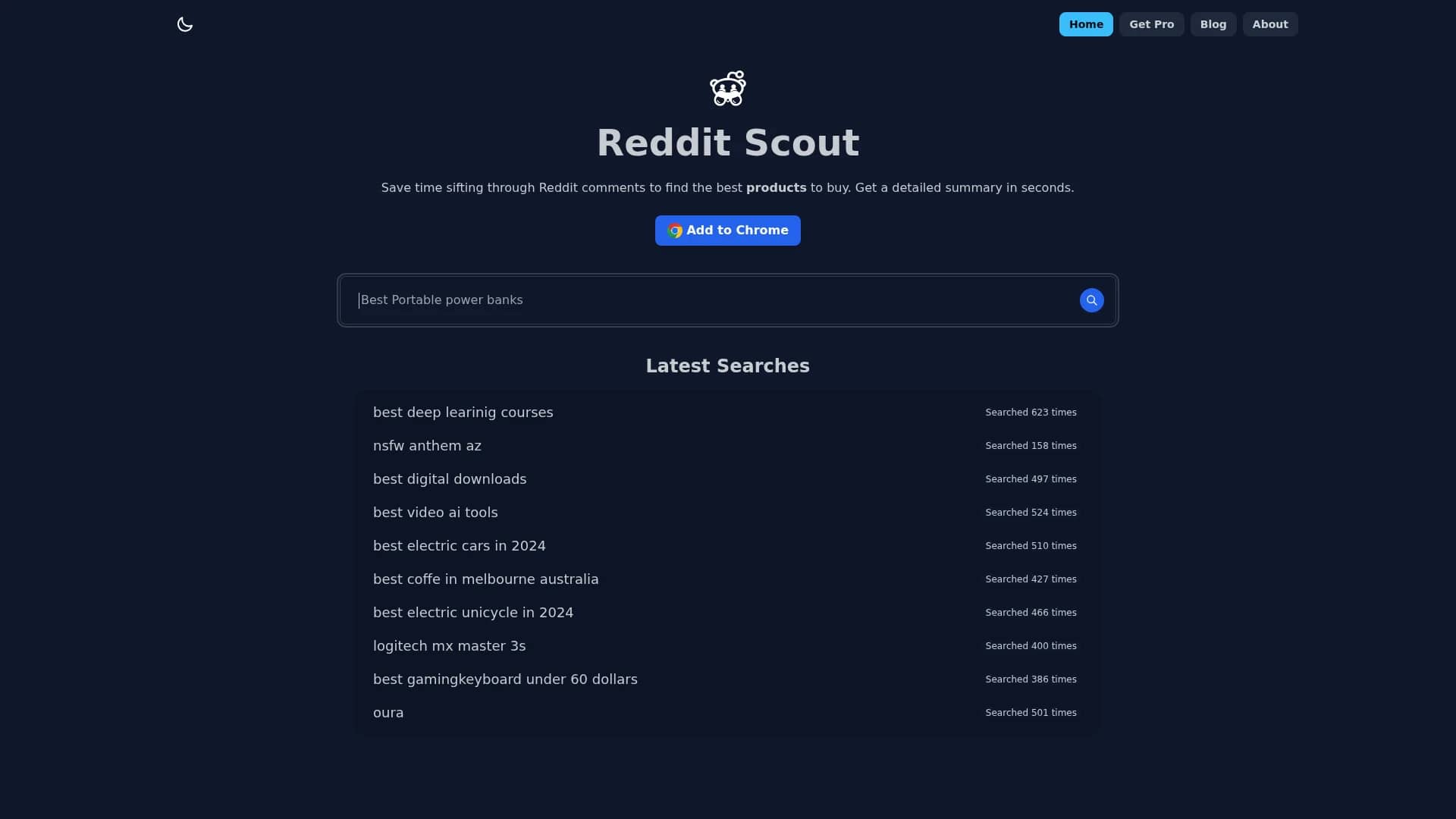 reddit-scout homepage