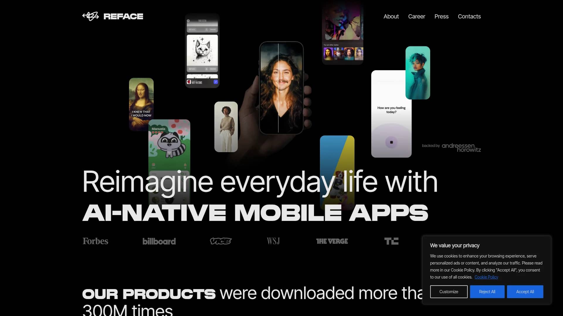 reface-ai homepage