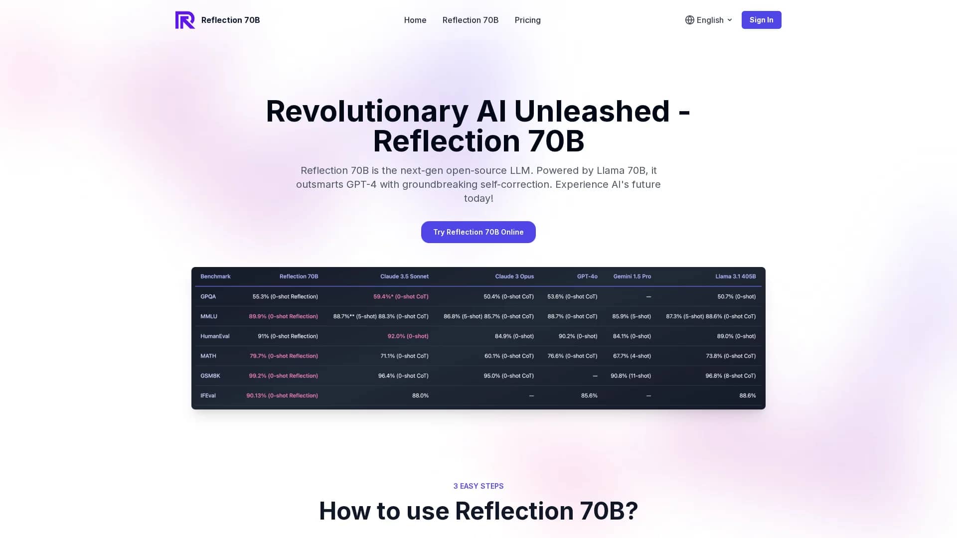 reflection-70b homepage