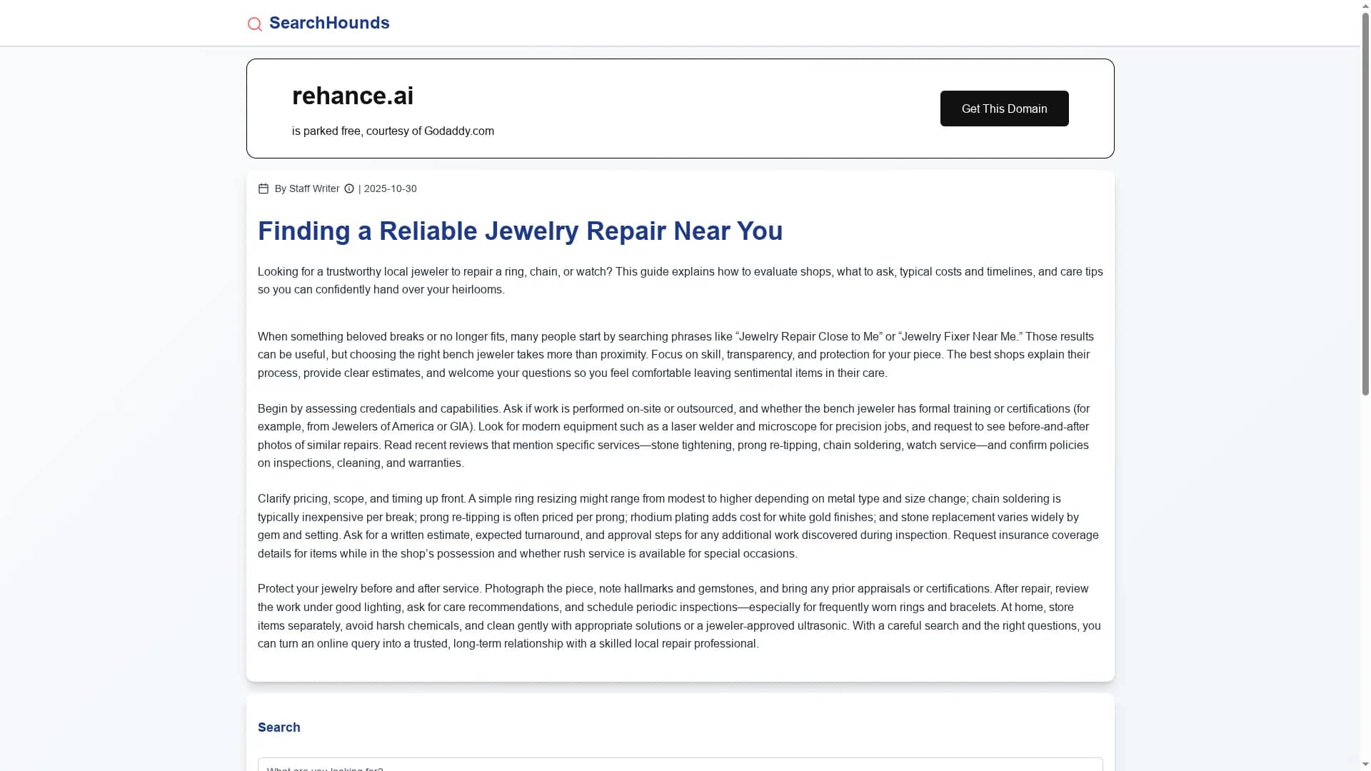 rehance homepage