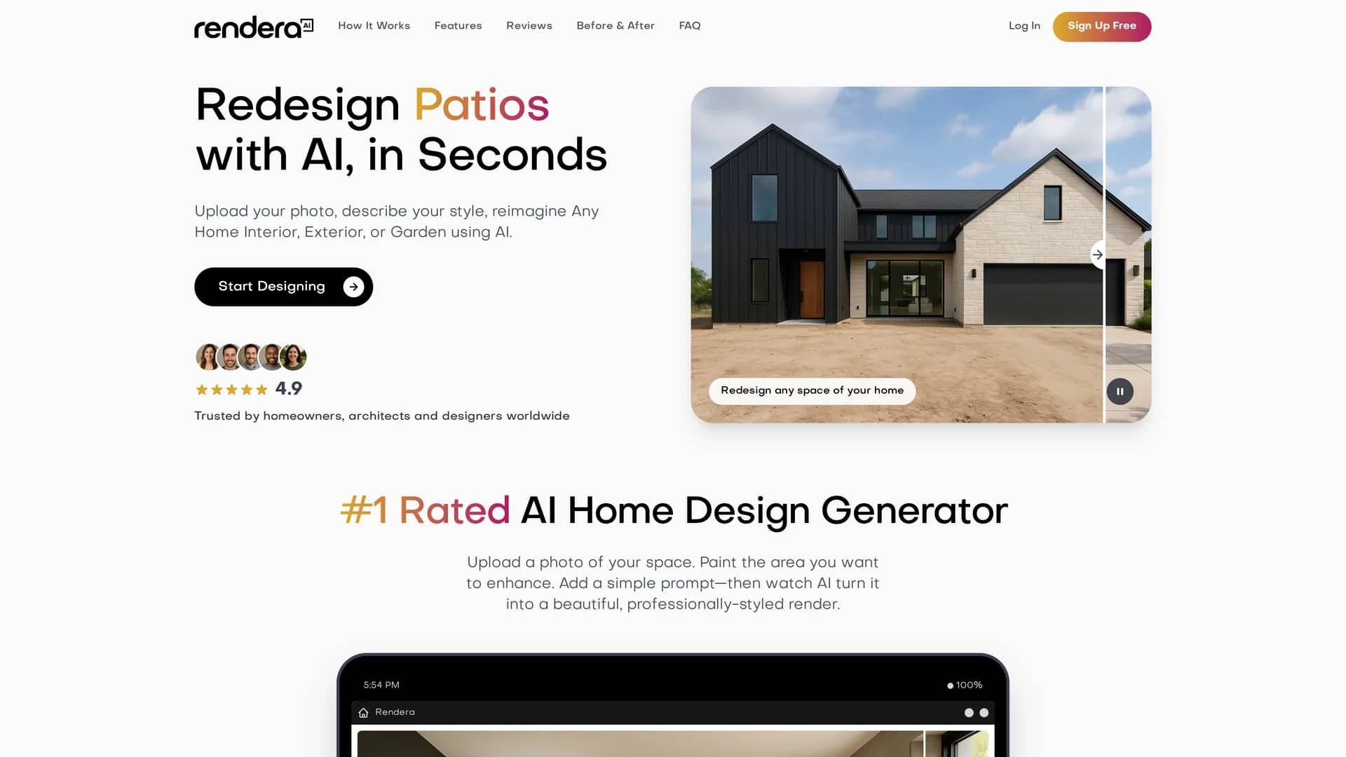 rendera-ai homepage