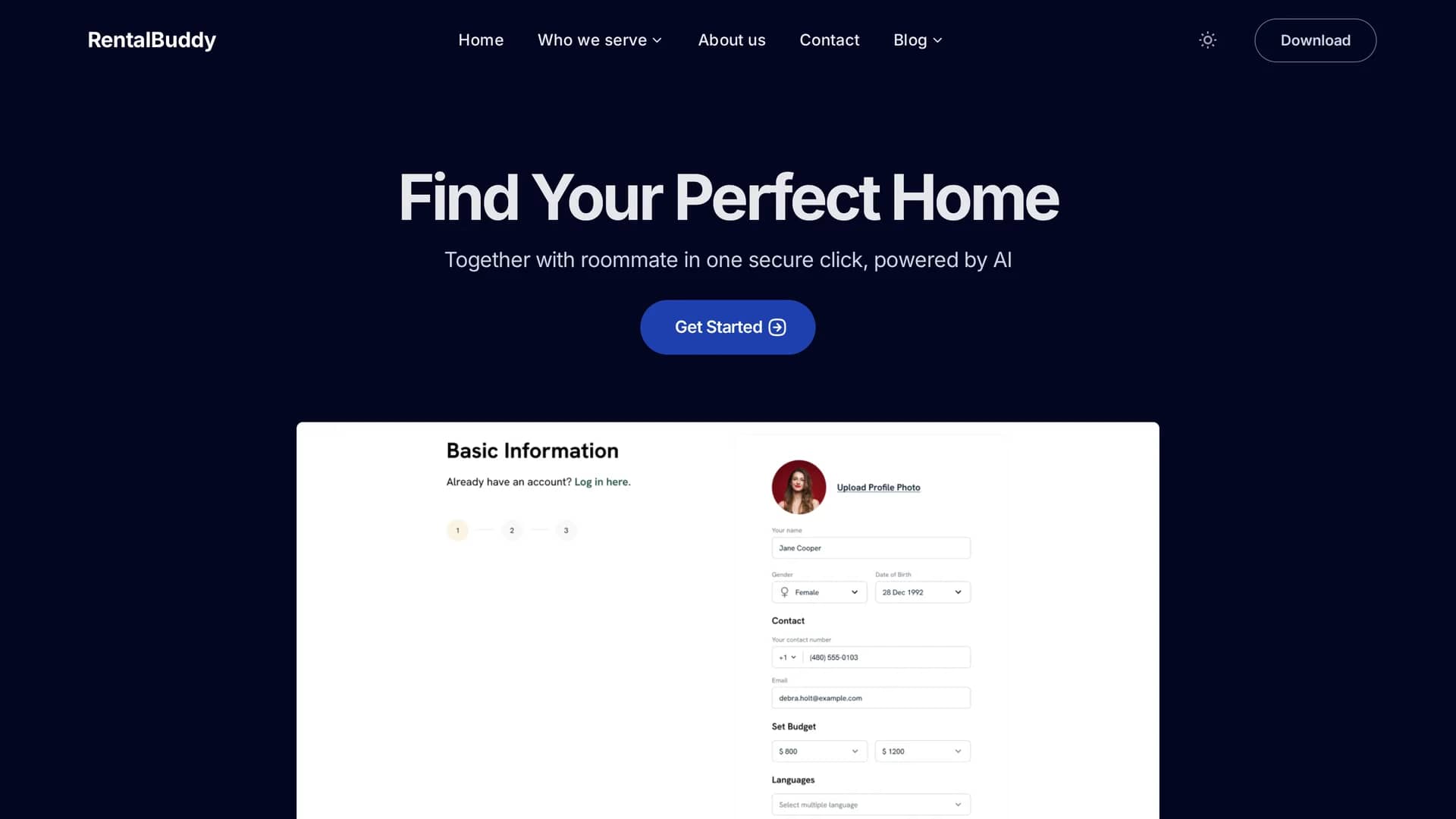 rentalbuddy homepage