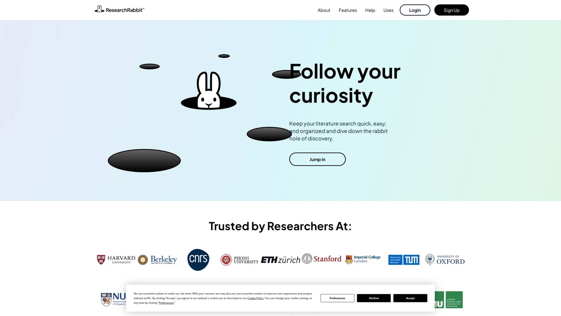 researchrabbit homepage