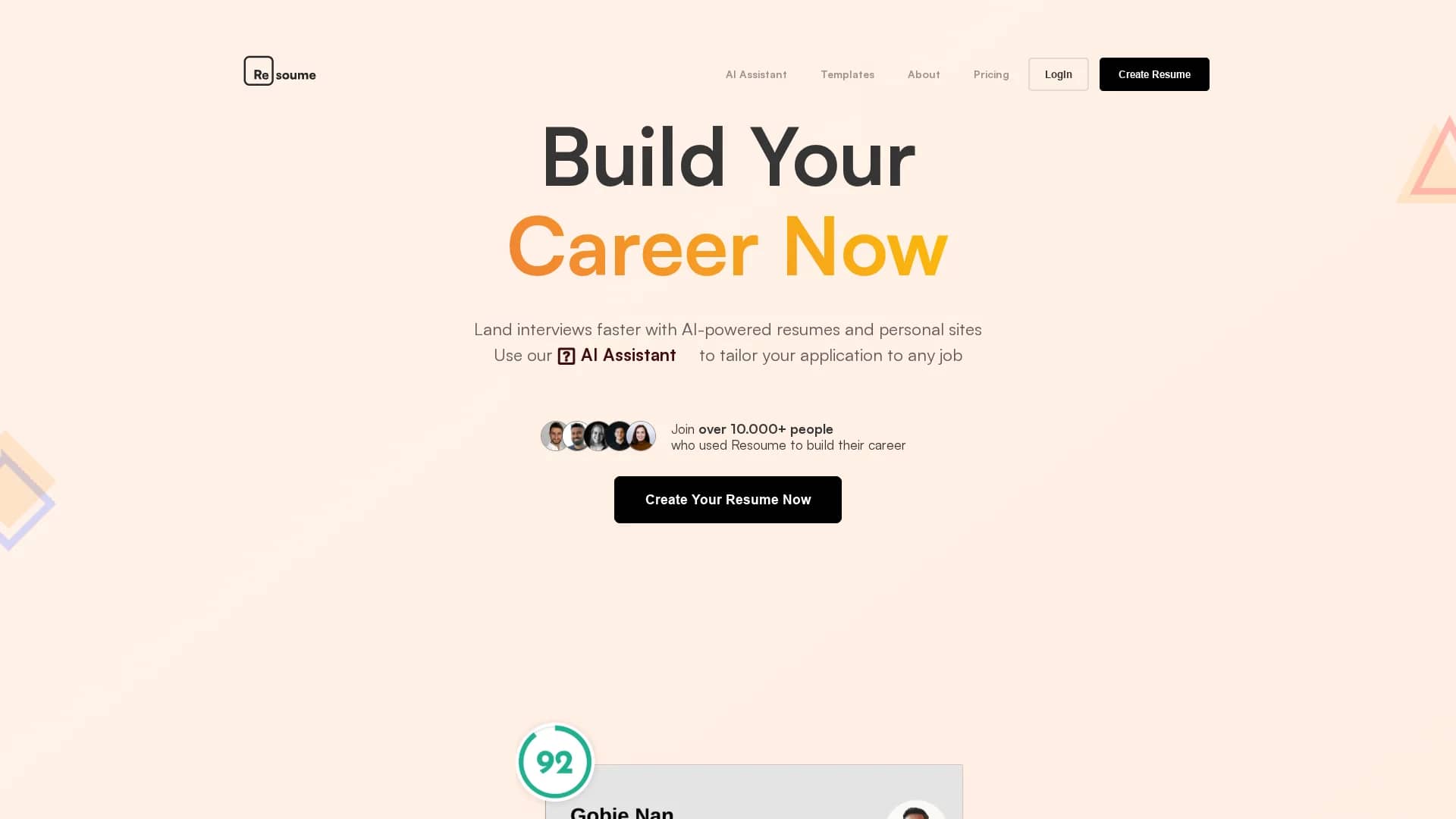 resoume homepage