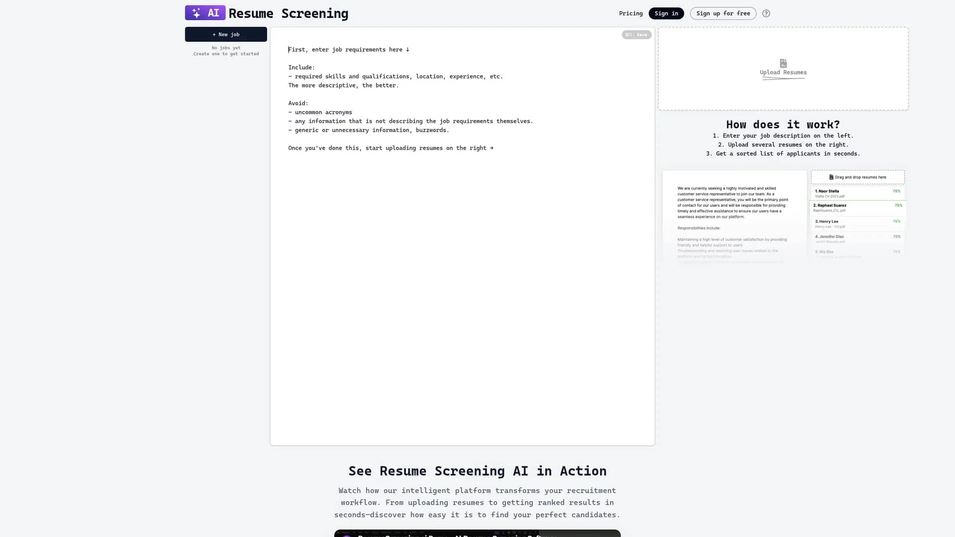 resume-screening-ai homepage