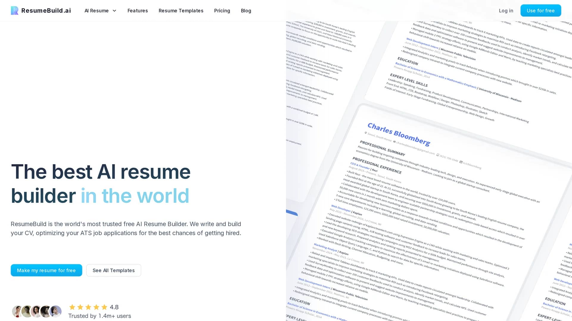 resumebuild homepage