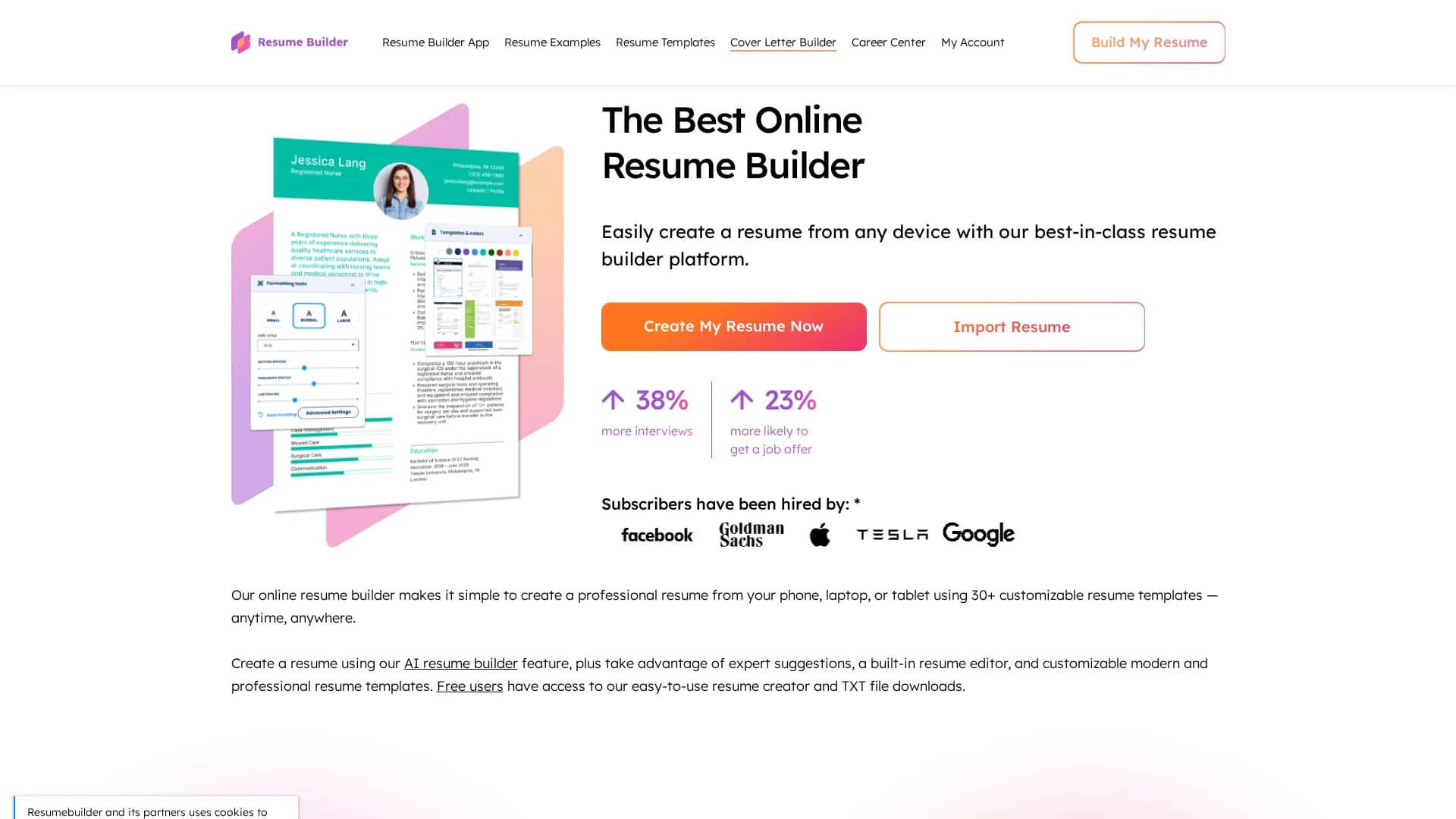 resumebuilder-com homepage