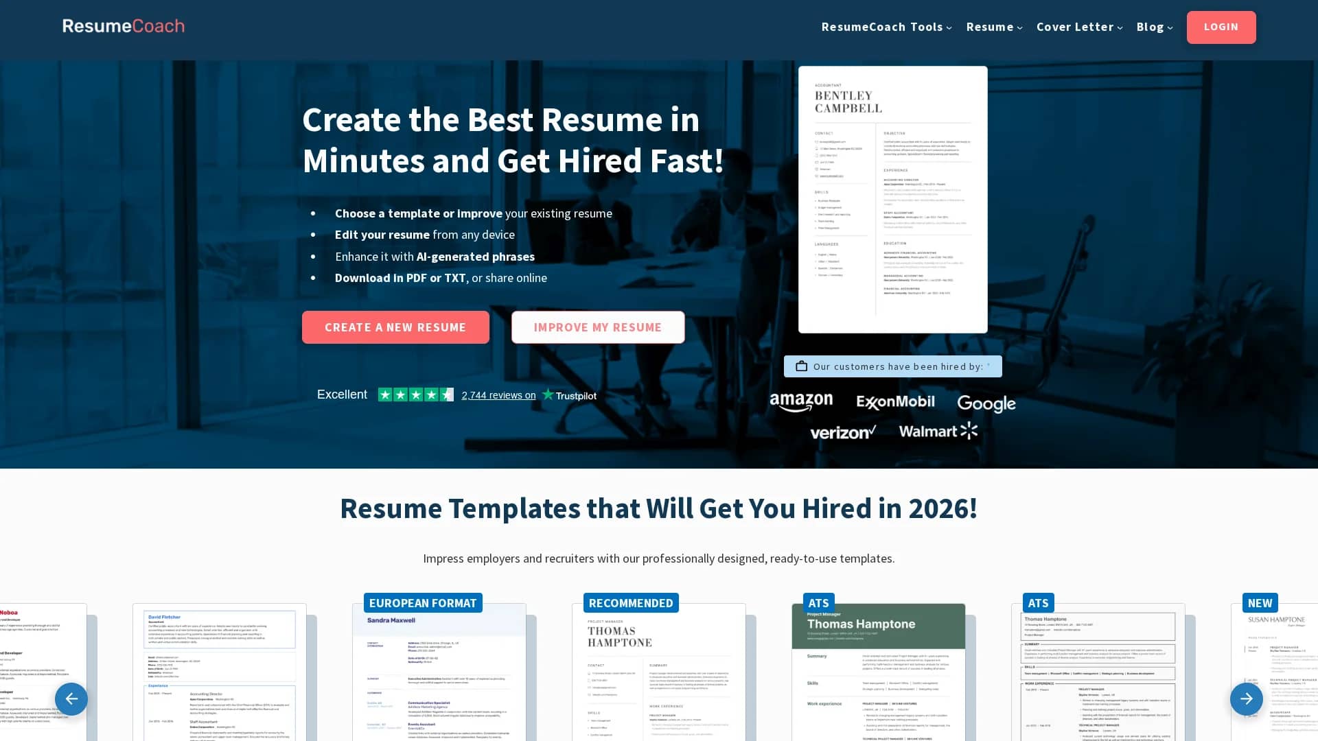 resumecoach-com homepage