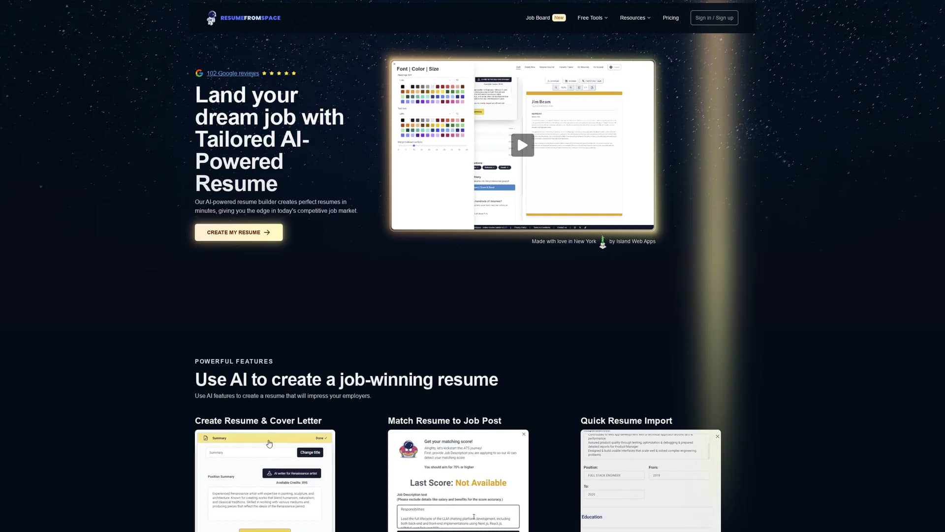 resumefromspace homepage