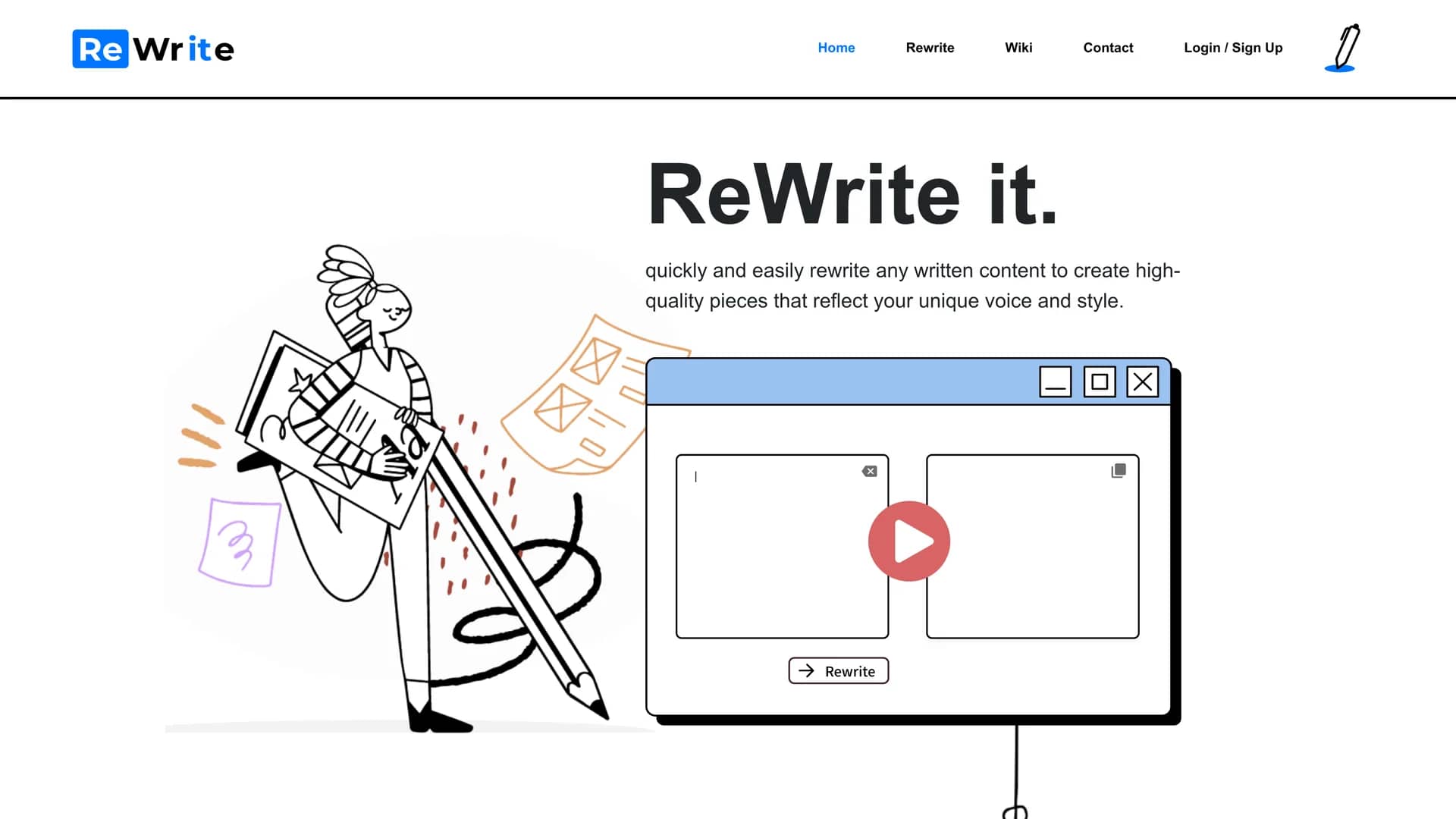 rewriteit-ai homepage