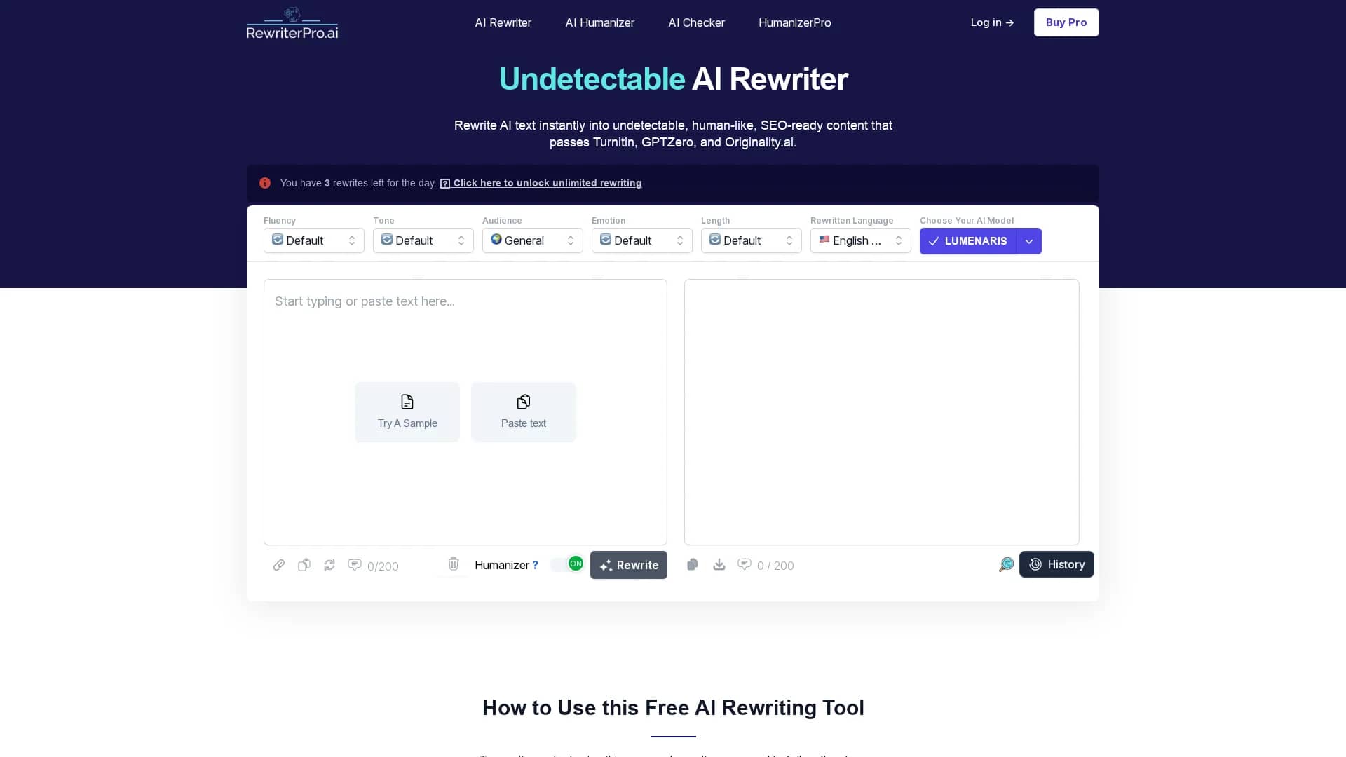 rewriterpro homepage