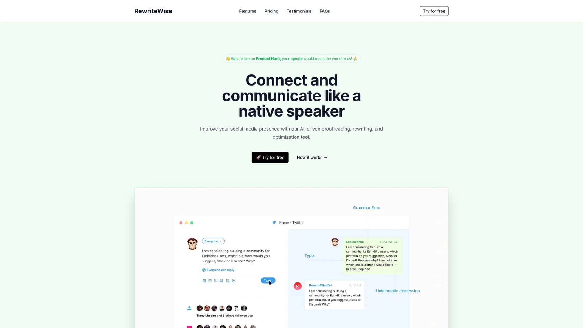 rewritewise homepage