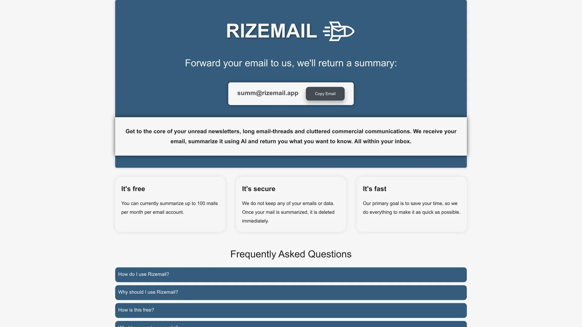 rizemail-app homepage