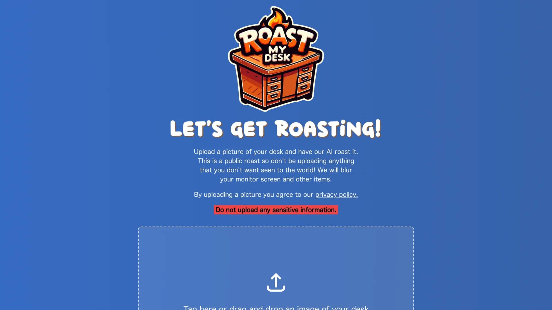 roast-my-desk homepage