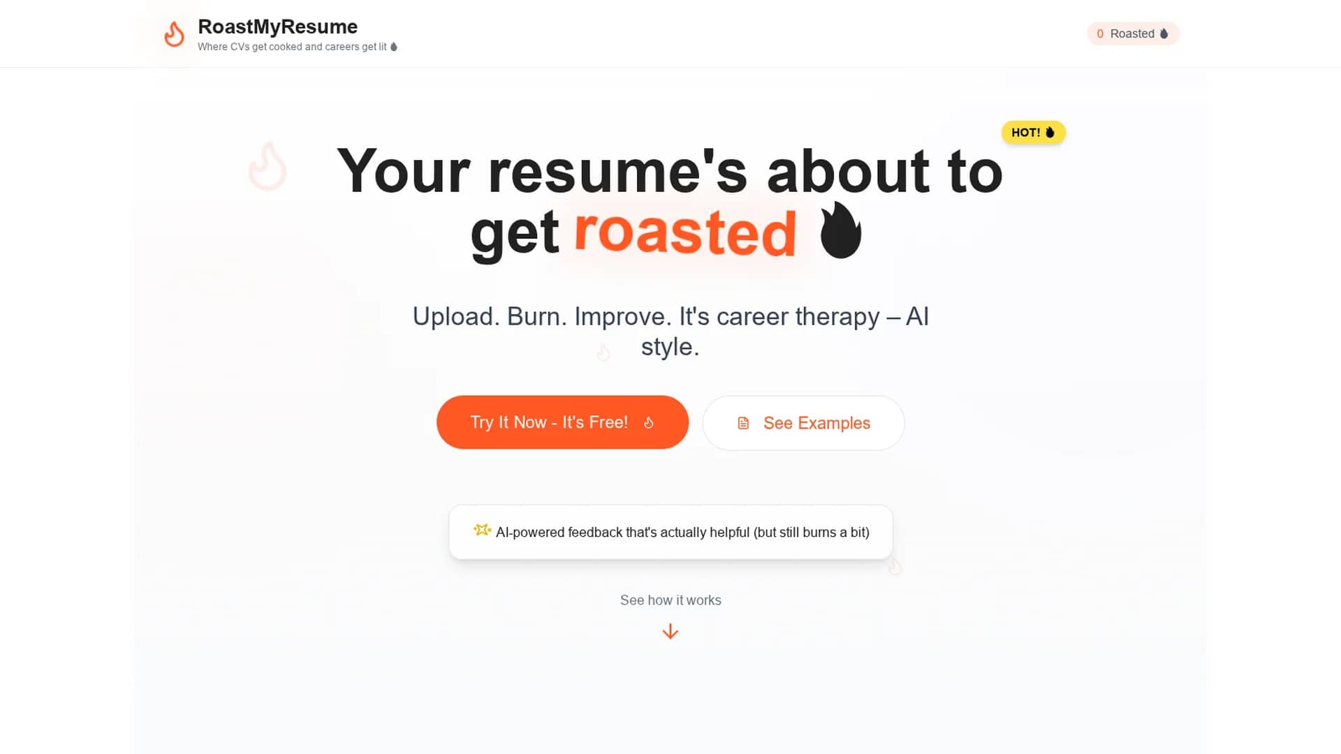 roastmyresume homepage