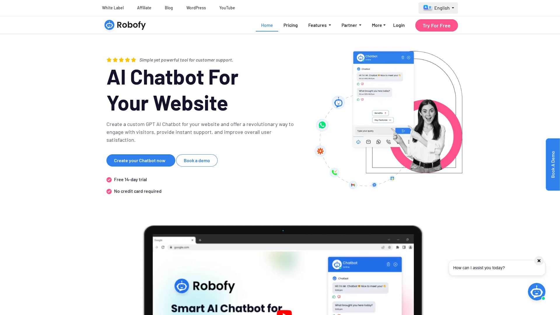 robofy-ai-chatbot homepage
