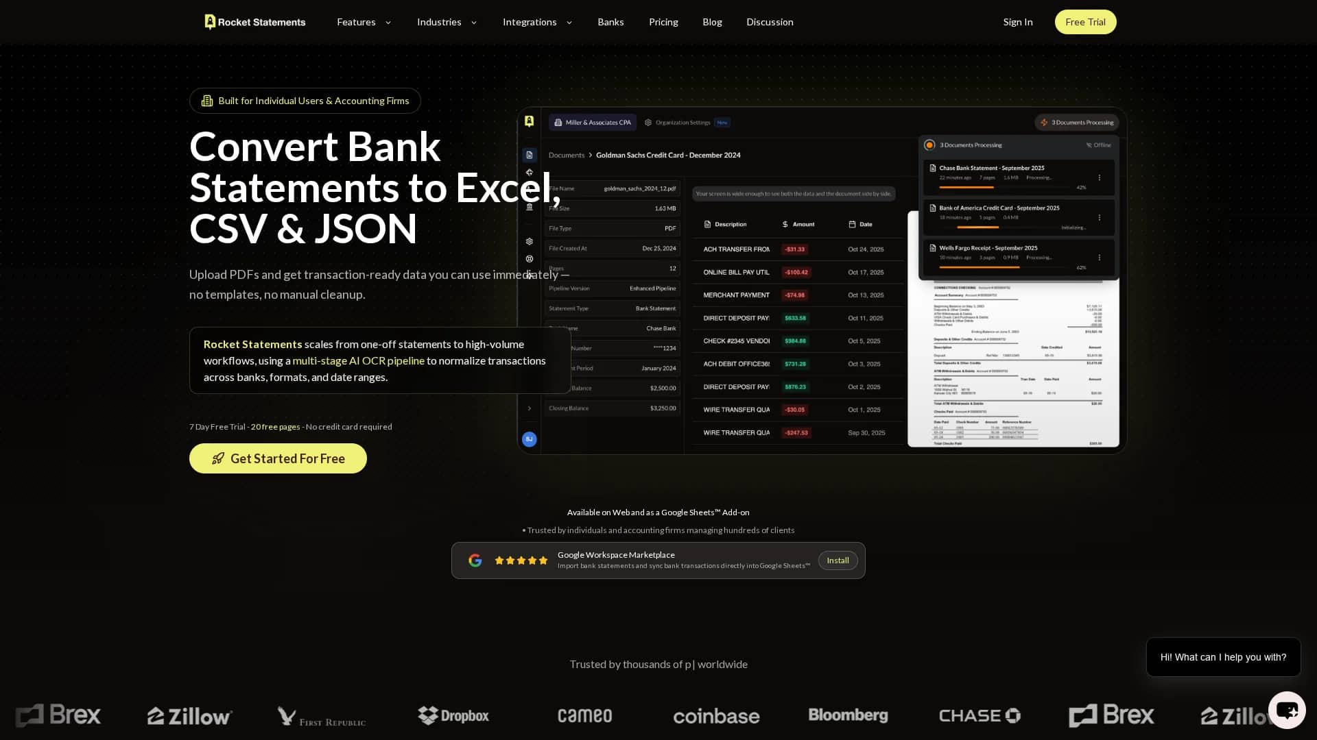 rocket-statements homepage