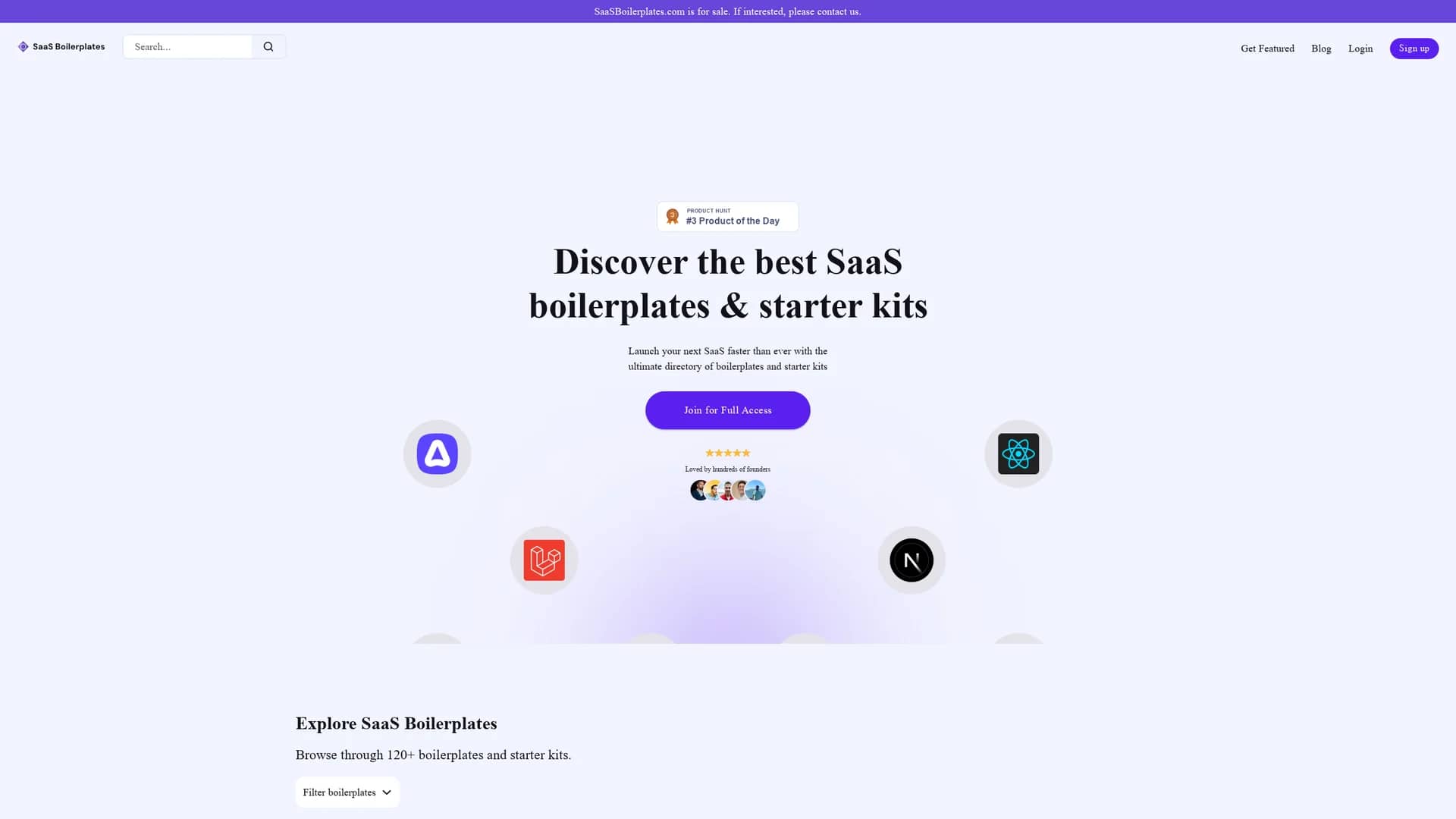 saas-boilerplates homepage
