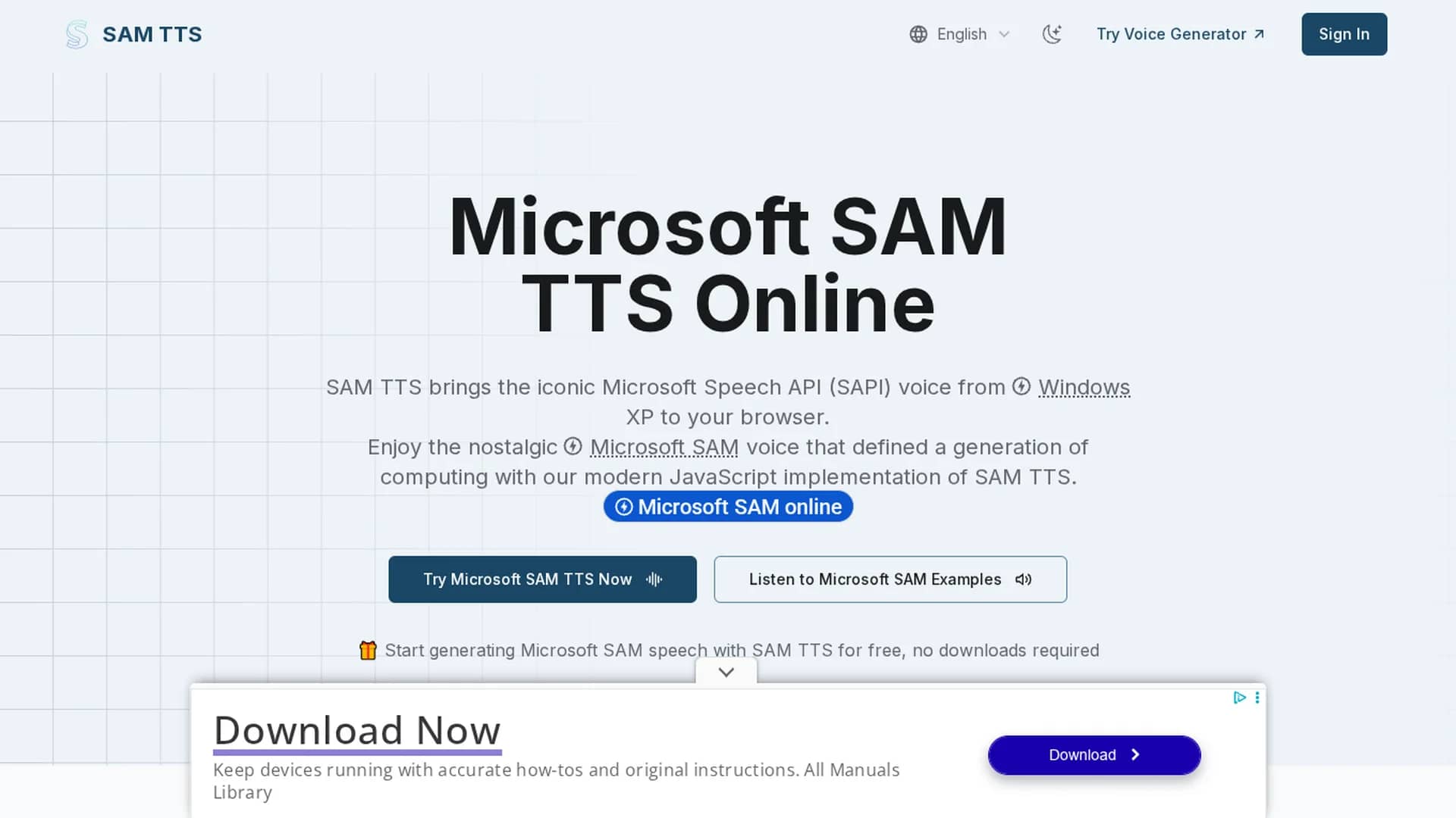 sam-tts homepage