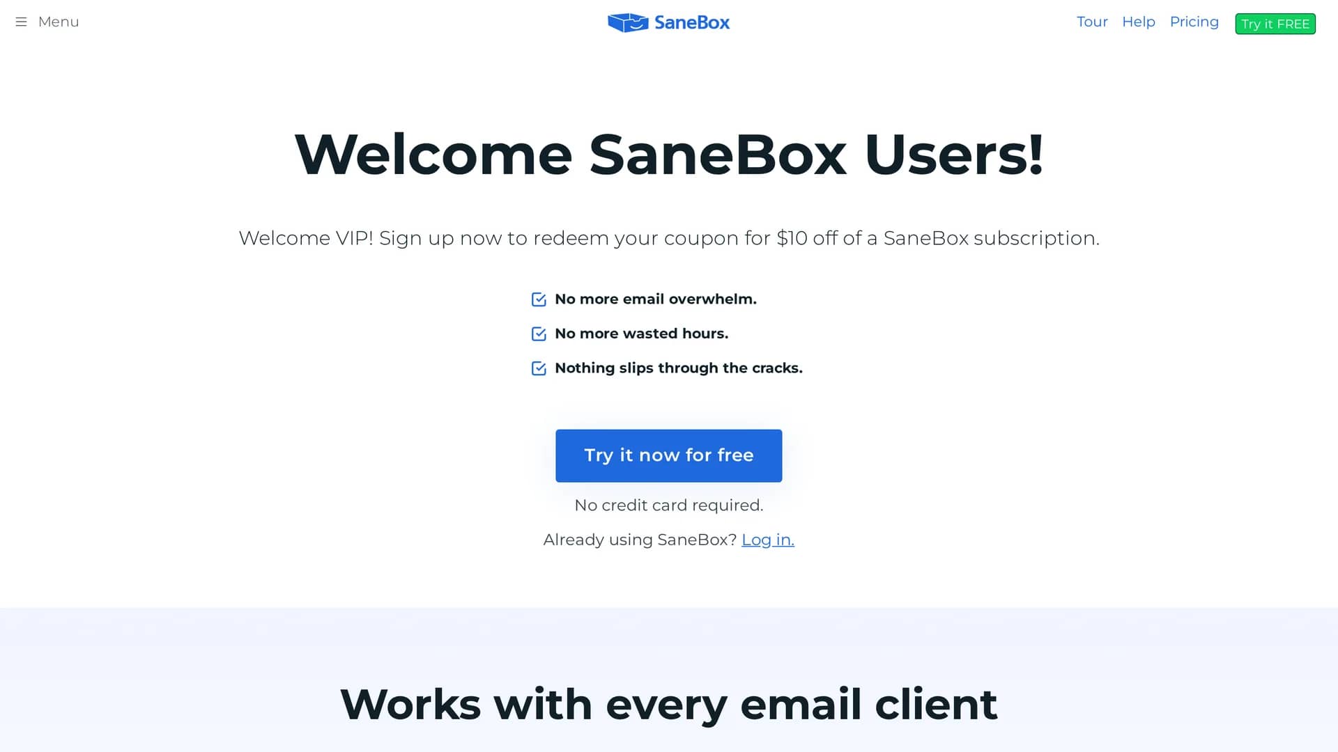 sanebox homepage