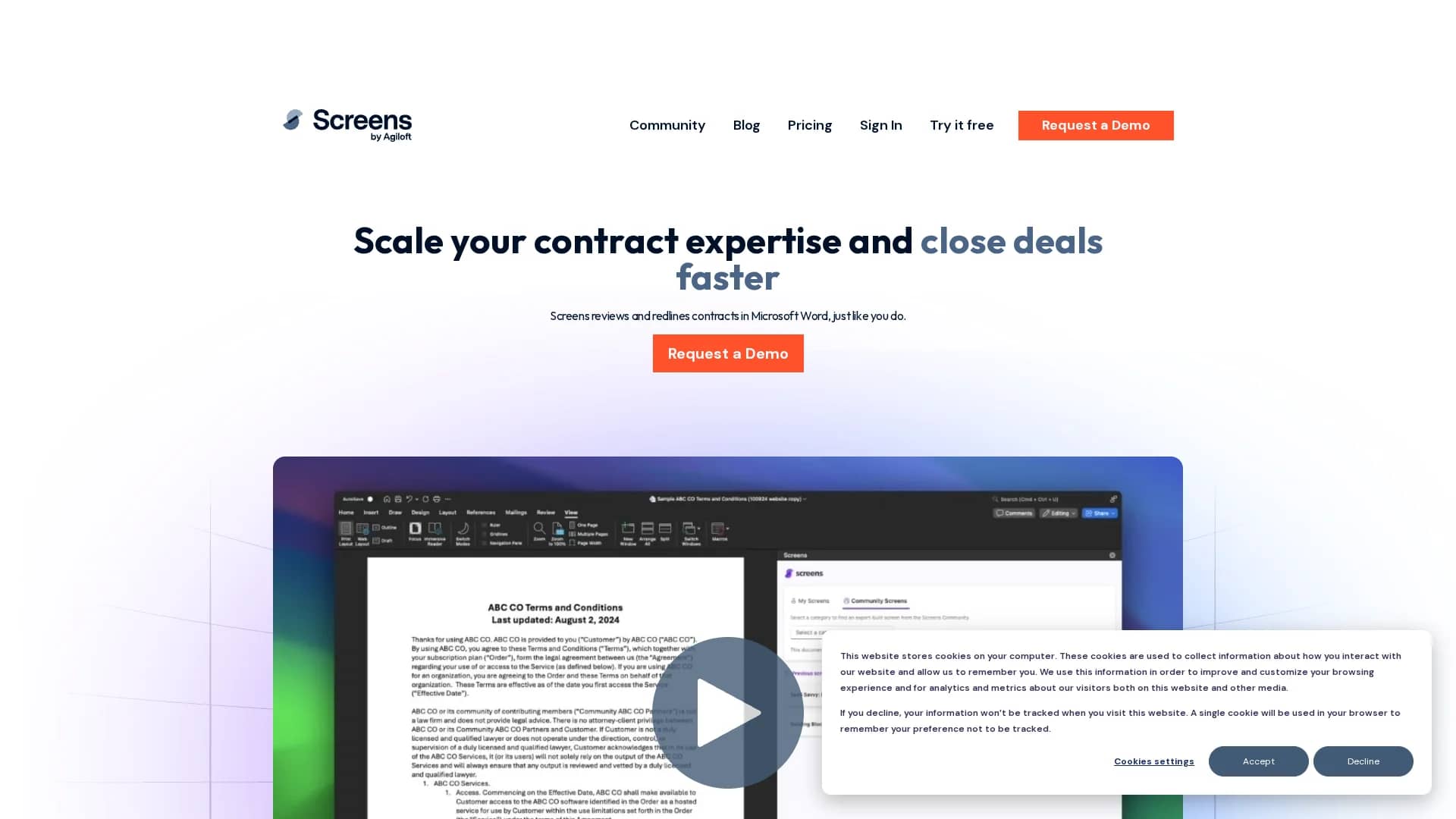 screens homepage
