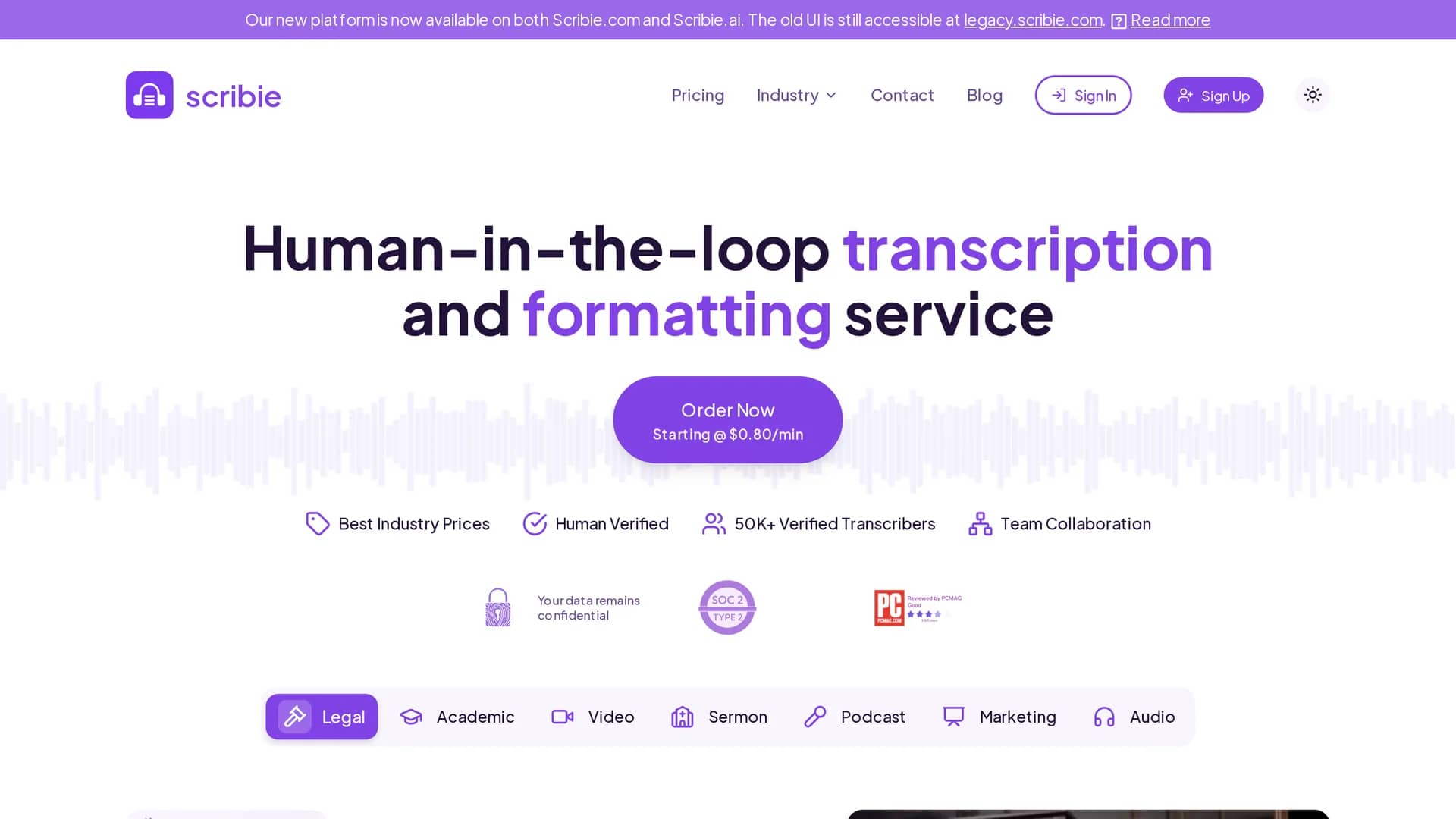 scribie homepage