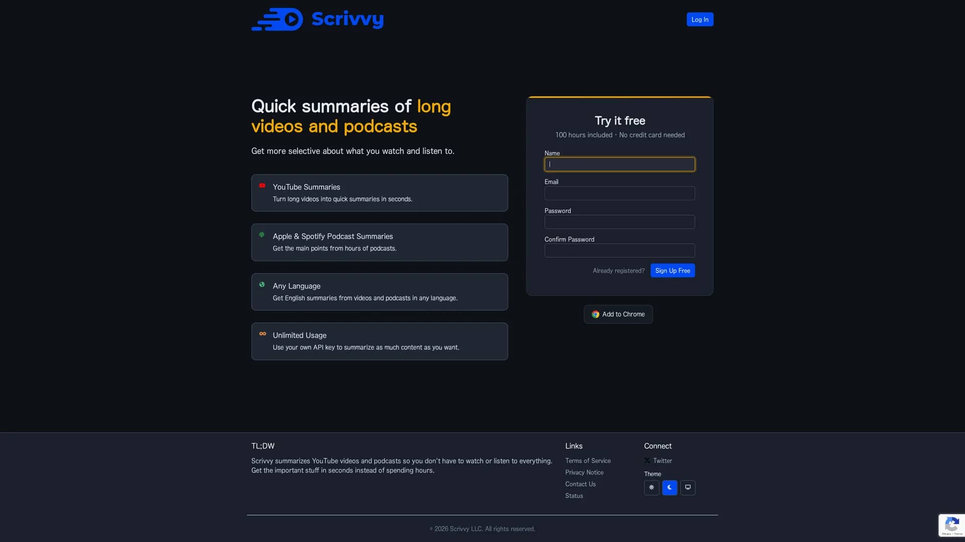 scrivvy homepage