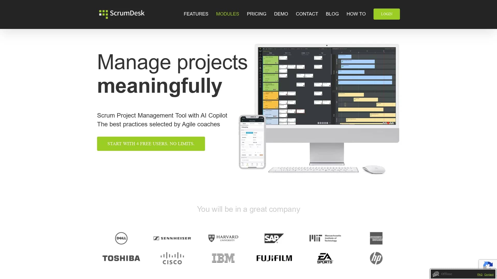 scrumdesk-com homepage