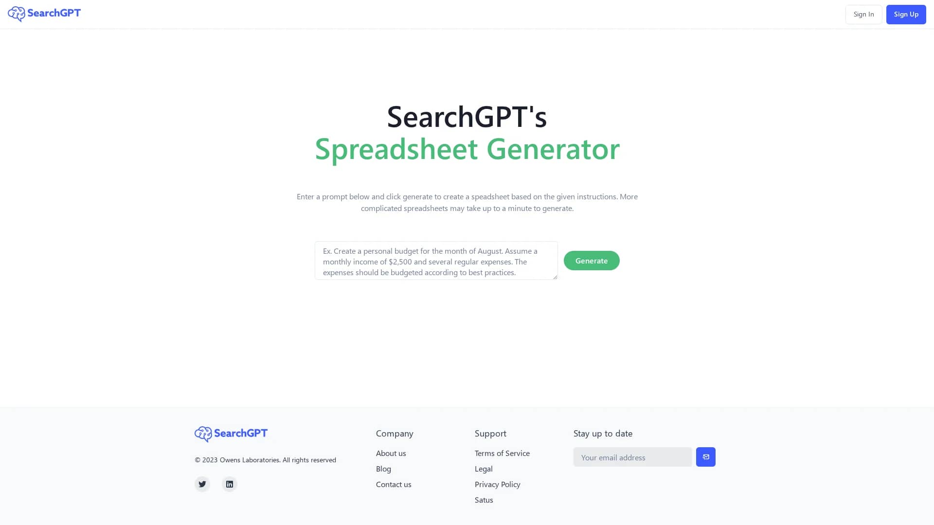 searchgpt homepage