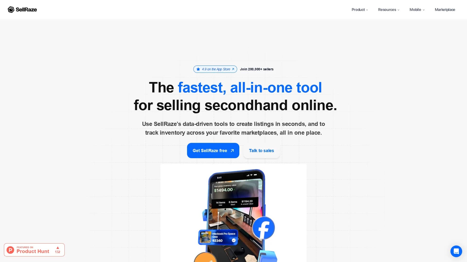 sellraze homepage