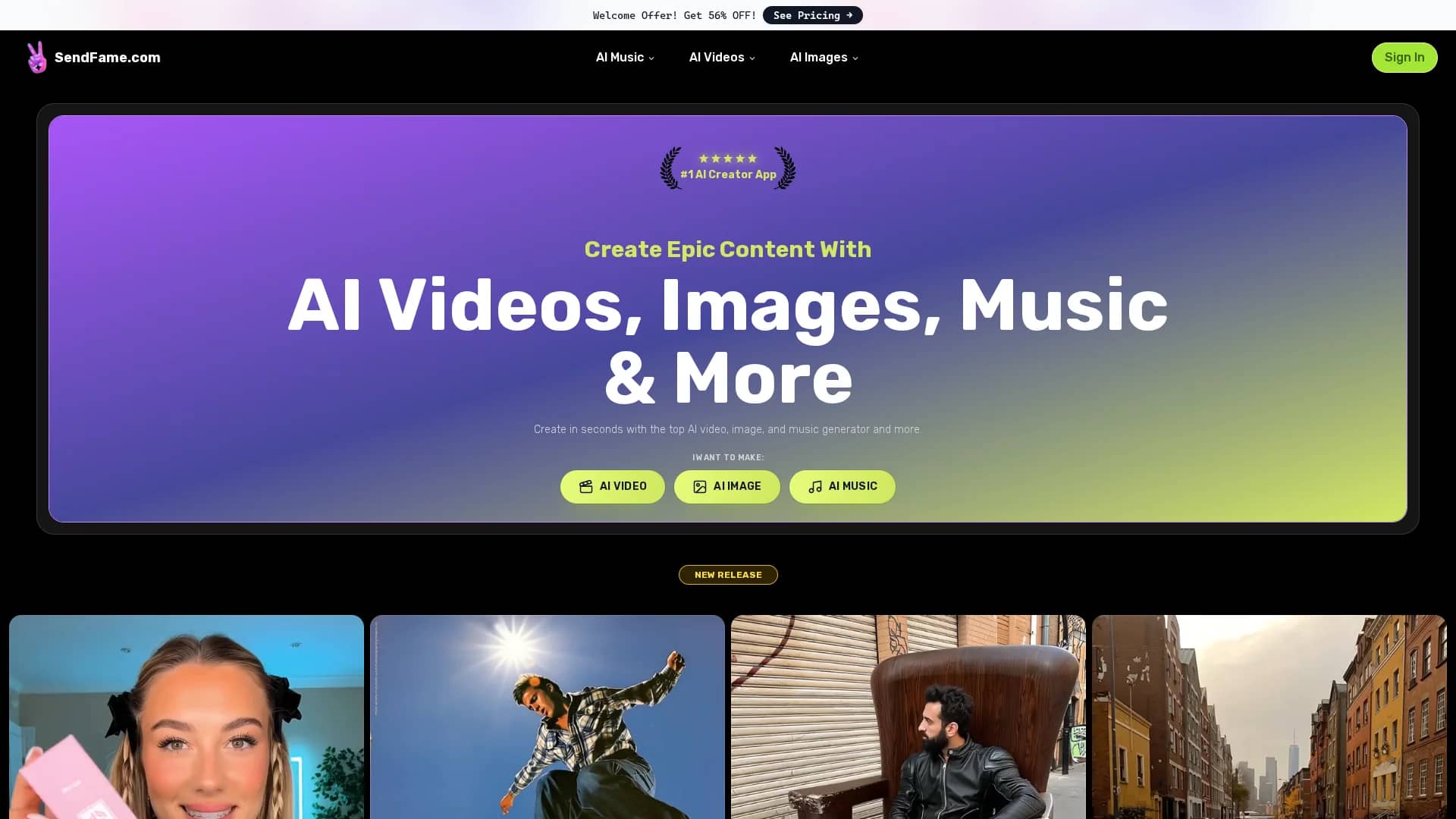 sendfame homepage