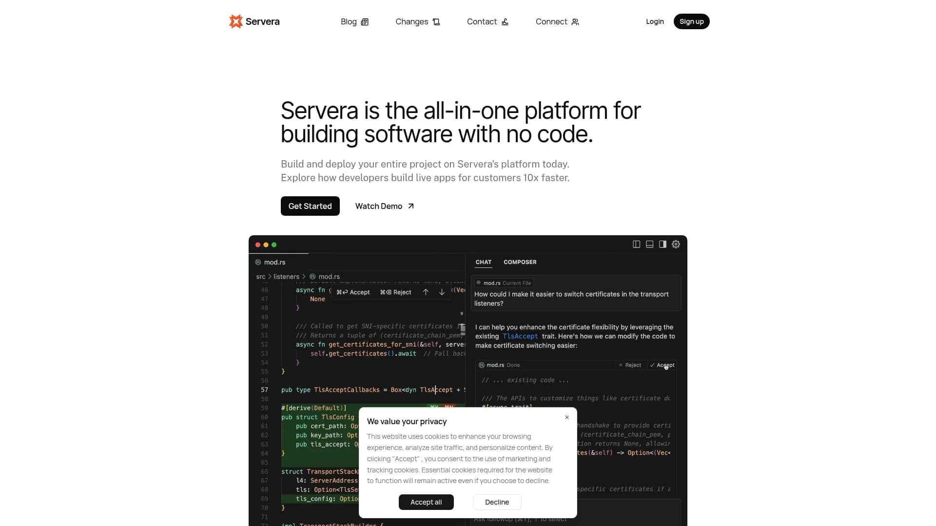 servera homepage