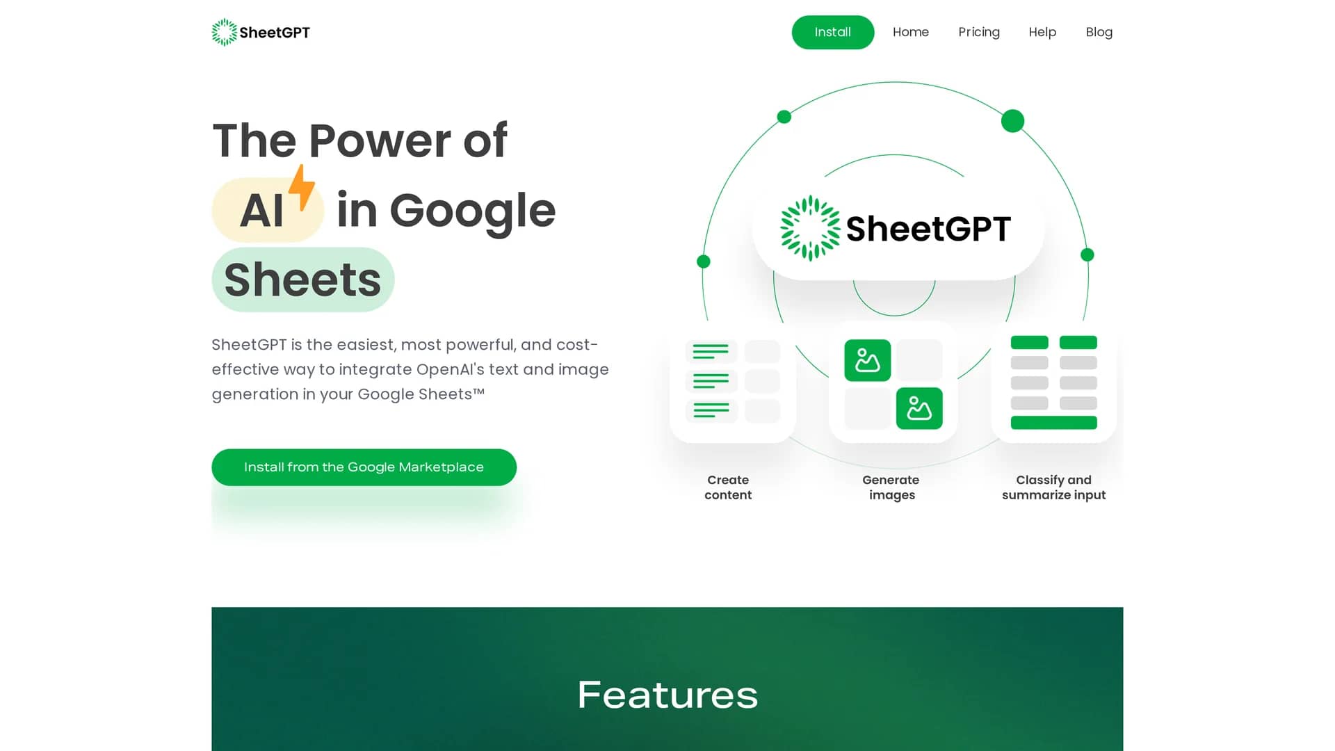 sheetgpt homepage