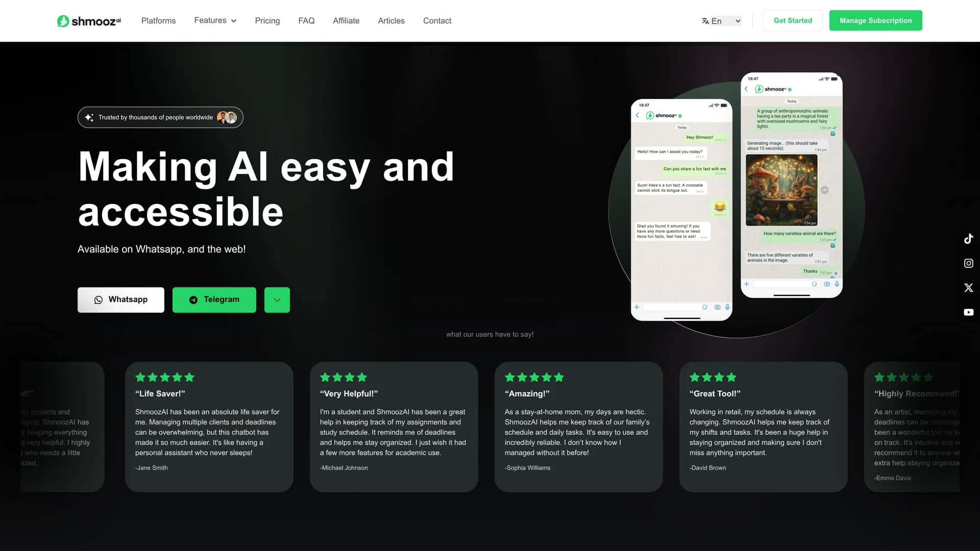 shmooz-ai homepage