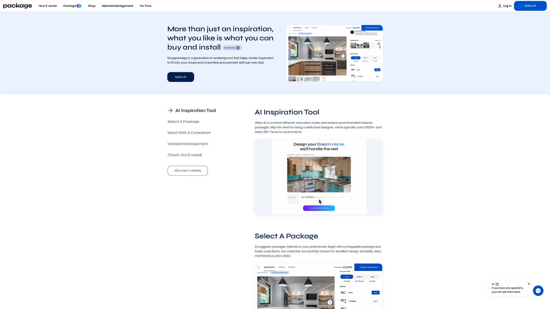shoppackage-ai homepage