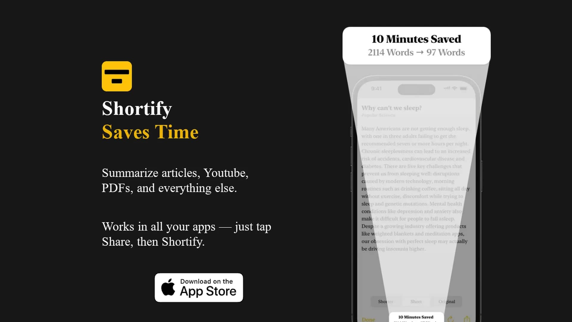 shortify homepage