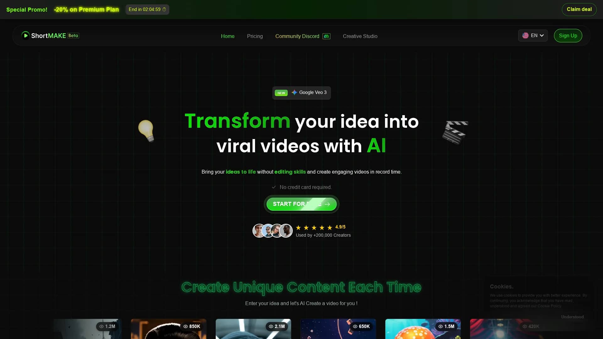 shortmake-ai homepage