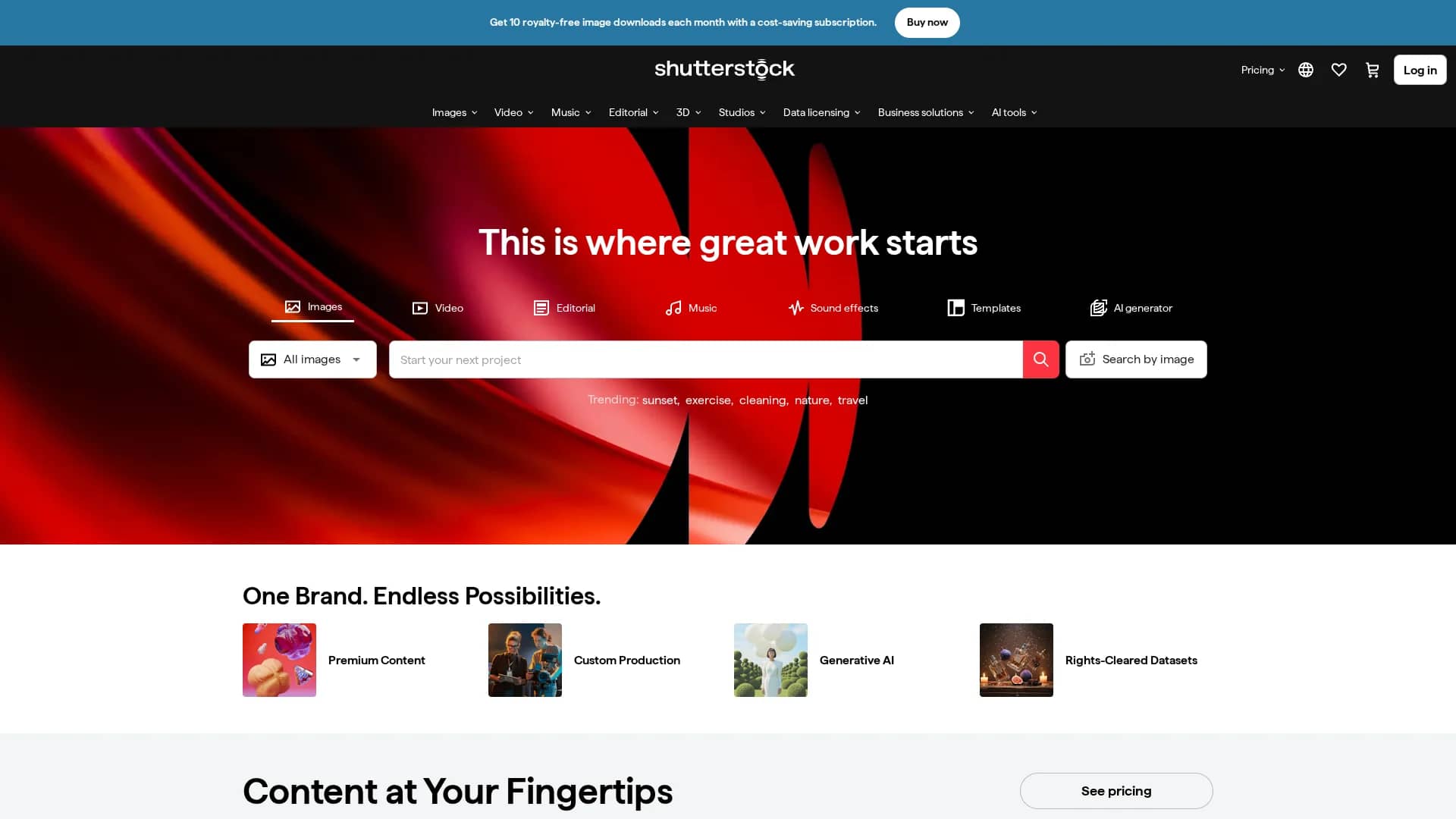 shutterstock homepage