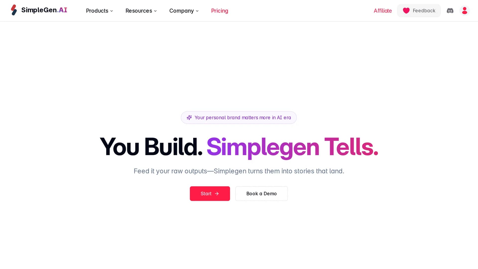 simplegen-ai homepage