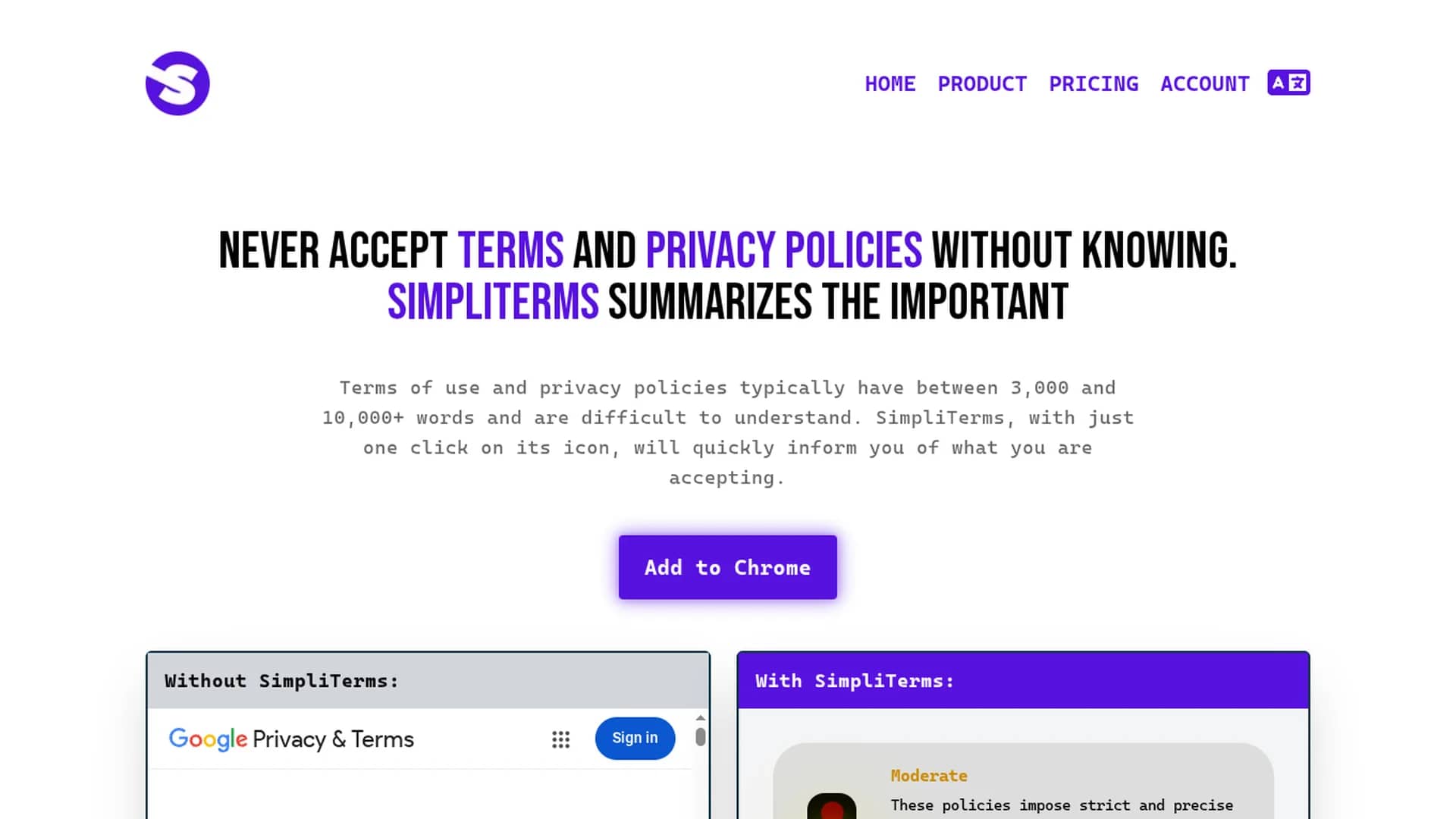 simpliterms homepage