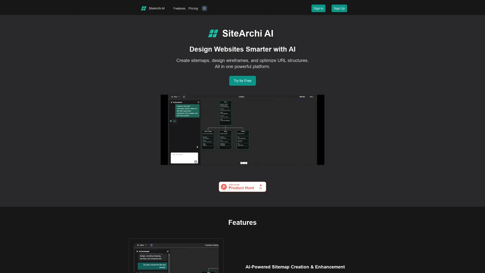sitearchi-ai homepage