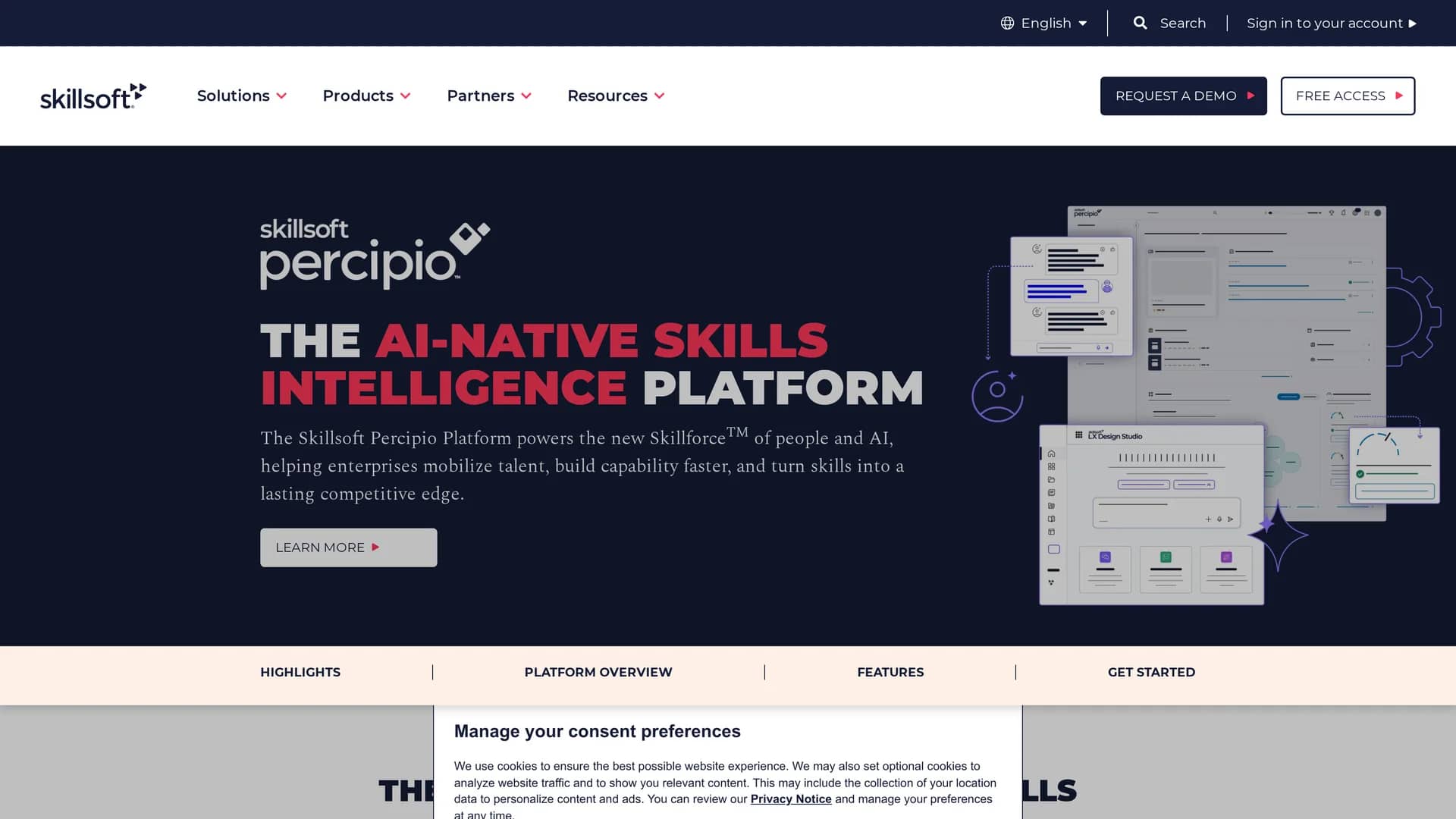 skillsoft-percipio homepage