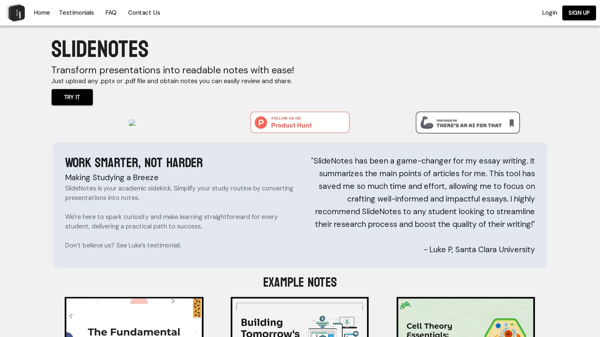 slidenotes homepage